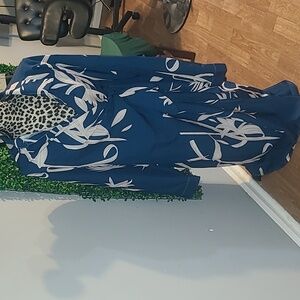 Blue floral wrap dress